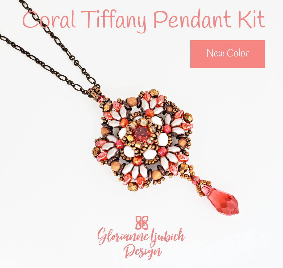 Coral Beaded Tiffany Pendant Kit