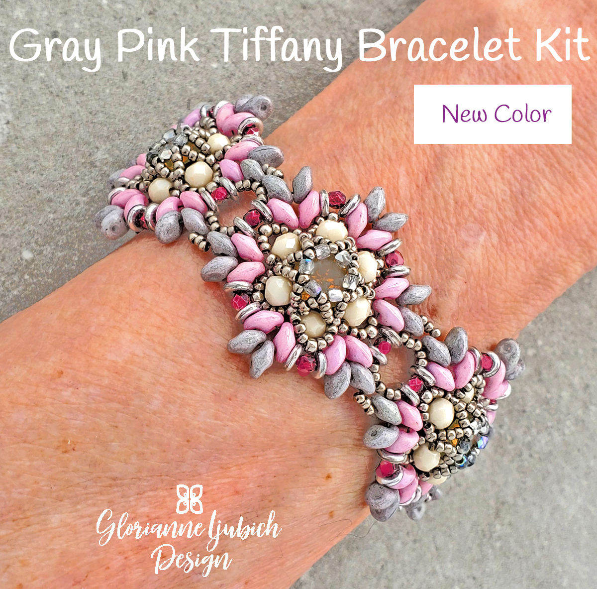 Gray Pink SuperDuo Bracelet Kit