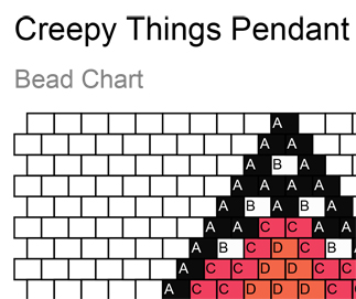 Creepy Things Brick Stitch Pendant Bead Chart