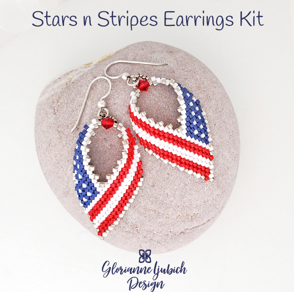 Red, White, Blue Earrings Beading Kit