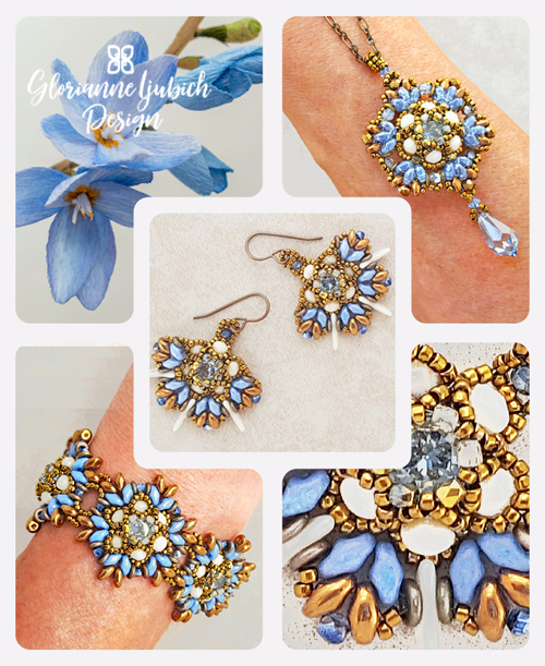 Blue Tiffany Bracelet, Earrings & Pendant Collage601w logo Deluxe Blue Jewelry Beading Kit
