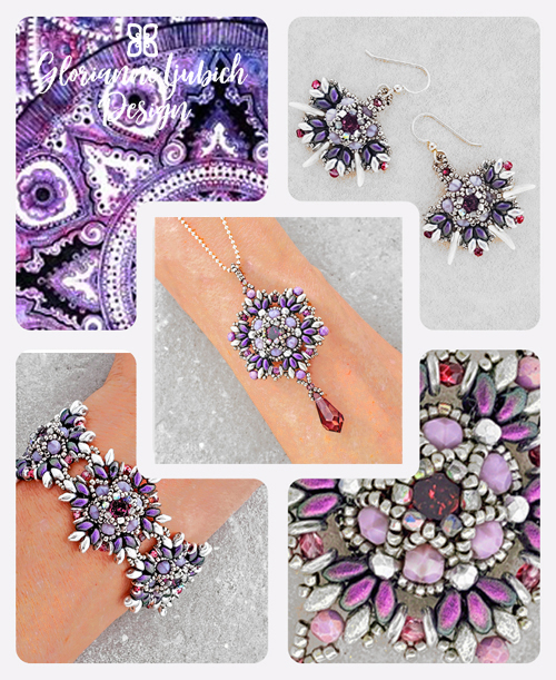 Purple Tiffany Earrings, Bracelet, Pendant Collage600 Purple Tiffany Jewelry Beading Set